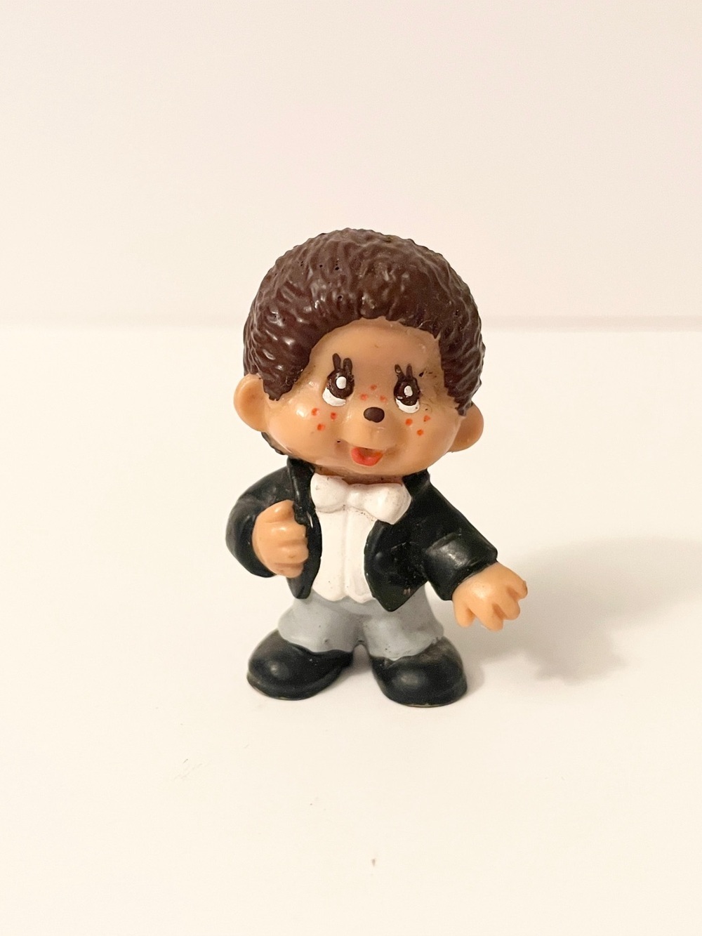 Vintage 1980s Monchhichi PVC Figure - Bully W. Germany Tuxedo Monchichi